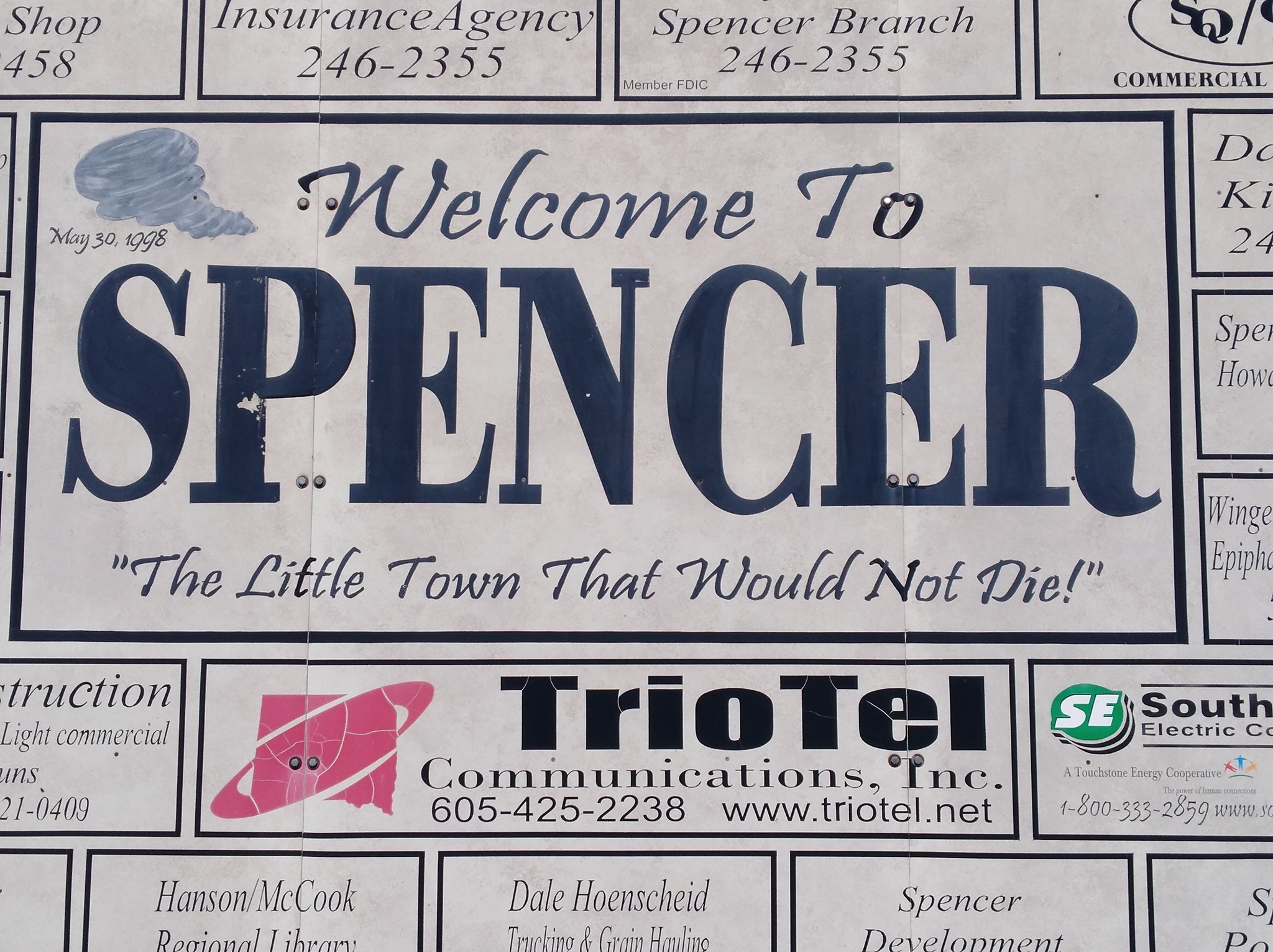 "Welcome to Spencer" Sign