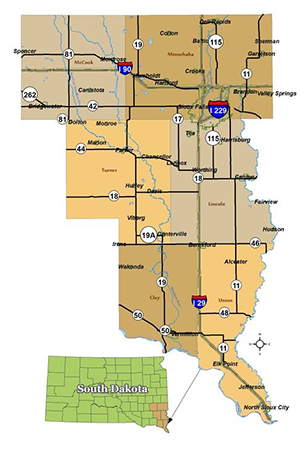Map of the SECOG service area